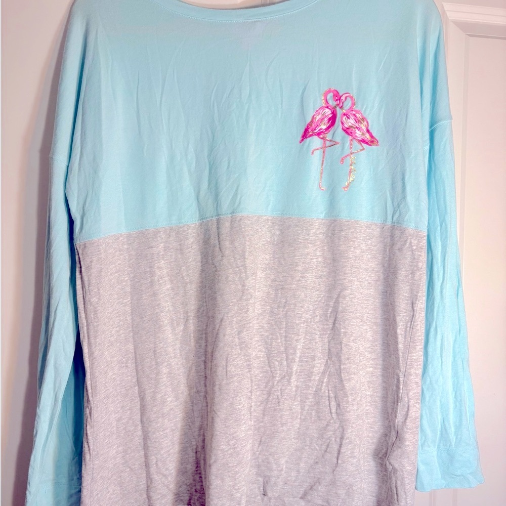 Lilly Pulitzer Finn Aqua and Gray Top